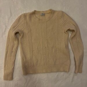 Wallace for J Crew 100% Merino Wool Classic Cream Cable Knit Sweater